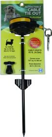 Reflective Retractable Cable Tie Out With Stake (Color: Black/yellow, size: Up To 30 Lb)