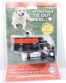Reflective Retractable Tie Out Reel With Bracket (Color: Black/red, size: 80-120 Lb)