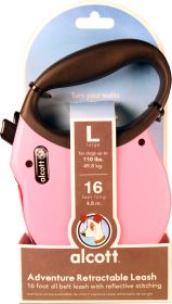 Alcott Retractable Leash Up To 110 Pounds (Color: Pink, size: Large/16 Ft)