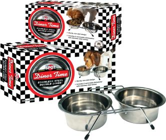Stainless Steel Double Diner (Color: Stainless Steel, size: 1 Pint)