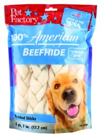 Usa Beefhide Braided Sticks Value Pack (Color: Natural, size: 6 Inch/6 Pack)