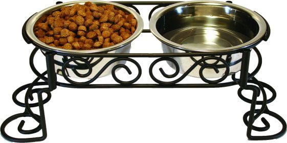 Stainless Steel Scroll Work Double Diner (Color: Stainless Steel, size: 1 Quart)