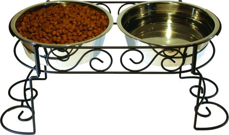 Stainless Steel Scroll Work Double Diner (Color: Stainless Steel, size: 3 Quart)