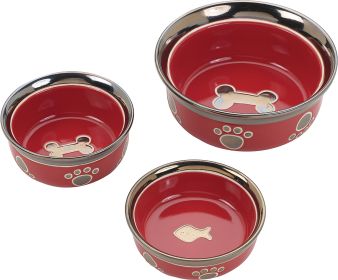 Ritz Copper Rim Dog Dish (Color: Red, size: 5 Inch)