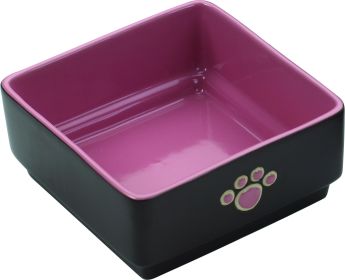 Four Square Dog Dish (Color: Pink, size: 5 Inch)