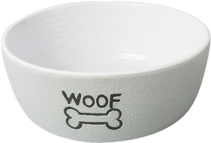 Nantucket Woof Dog Stoneware Dish (Color: Grey, size: 5in)