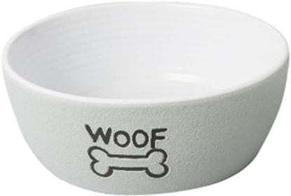 Nantucket Woof Dog Stoneware Dish (Color: Grey, size: 7in)