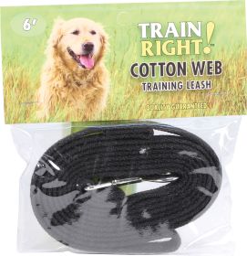 Train Right! Cotton Web Dog Training Leash (Color: Black, size: 6 Ft)