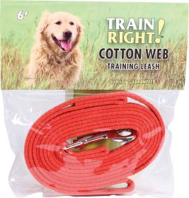 Train Right! Cotton Web Dog Training Leash (Color: Red, size: 6 Ft)
