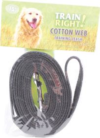Train Right! Cotton Web Dog Training Leash (Color: Black, size: 10 Ft)