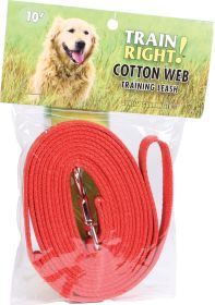 Train Right! Cotton Web Dog Training Leash (Color: Red, size: 10 Ft)