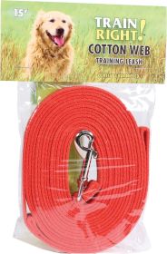 Train Right! Cotton Web Dog Training Leash (Color: Red, size: 15 Ft)