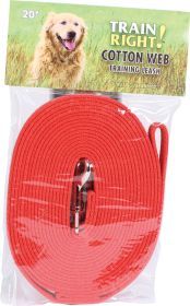 Train Right! Cotton Web Dog Training Leash (Color: Red, size: 20 Ft)